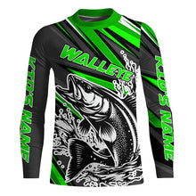 Load image into Gallery viewer, Personalized Walleye Fishing Jerseys, Walleye Fishing Long Sleeve Tournament Fishing Shirts | Green IPHW5789