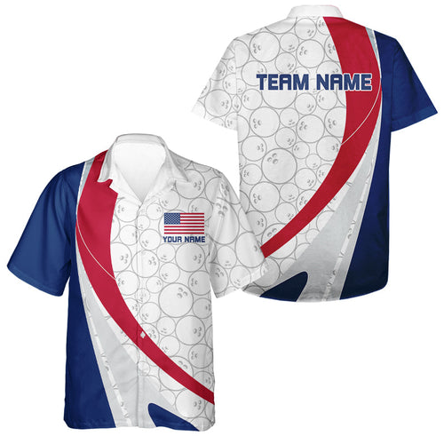 Custom Patriotic US Flag Bowling Hawaiian Shirts For Men And Women, American Bowling Jersey IPHW6835