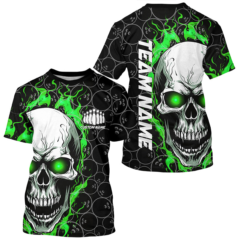 Custom Green Bowling T Shirts For Men, Bowling Team 3D All Over Printed Shirt Bowling Jersey | Blue IPHW5008