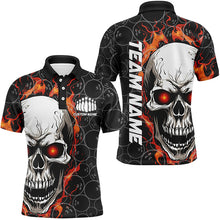 Load image into Gallery viewer, Personalized Skull Bowling Shirt For Men Custom Team'S Name Flame Bowler Jerseys |  Red IPHW5010