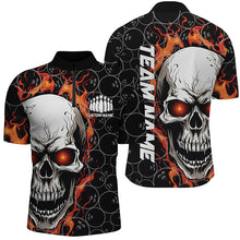 Load image into Gallery viewer, Personalized Skull Bowling Shirt For Men Custom Team'S Name Flame Bowler Jerseys |  Red IPHW5010