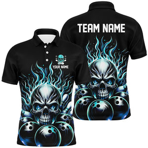 Personalized Multi-Color Skull Bowling Shirt For Men, Women And Kids, Custom Team'S Name Flame Bowler Jerseys IPHW5927