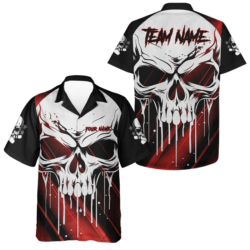 Custom Red Skull Bowling Jerseys For Men And Women Bowling Team Name Hawaiian Shirt Halloween Outfits IPHW5319