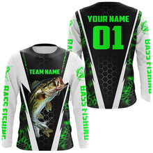 Load image into Gallery viewer, Personalized Bass Fishing Sport Jerseys, Bass Fishing Long Sleeve Tournament Shirts | Green Camo IPHW4575