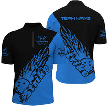 Load image into Gallery viewer, Custom Bowling Shirts For Men, Bowling Team Shirts Bowling Strike | Black And Blue IPHW5167