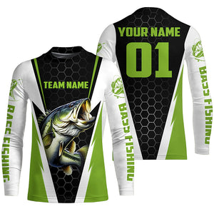 Personalized Bass Fishing Sport Jerseys, Bass Fishing Long Sleeve Tournament Shirts |Green IPHW3743