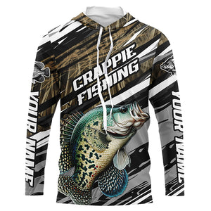 Crappie Fishing Camo Long Sleeve Fishing Shirts, Custom Crappie Tournament Fishing Jerseys IPHW5953