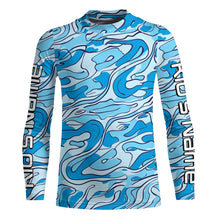 Load image into Gallery viewer, Turquoise Blue Camo Custom Long Sleeve Performance Fishing Shirts, Blue Camouflage Fishing Jerseys IPHW5972