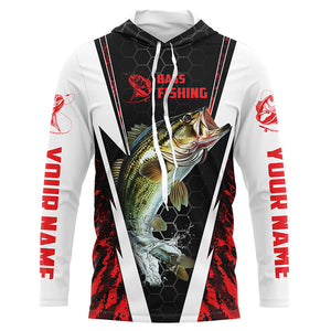 Personalized Bass Fishing Sport Jerseys, Bass Fishing Long Sleeve Tournament Shirts | Red Camo IPHW4405