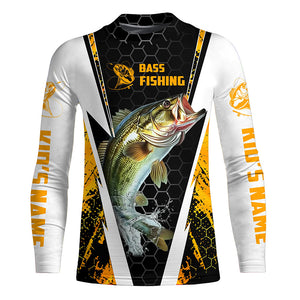 Personalized Bass Fishing Sport Jerseys, Bass Fishing Long Sleeve Tournament Shirts | Yellow Camo IPHW4406