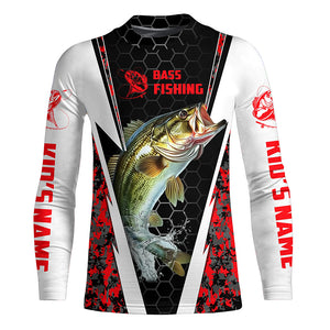 Personalized Bass Fishing Sport Jerseys, Bass Fishing Long Sleeve Tournament Shirts | Red Camo IPHW4407