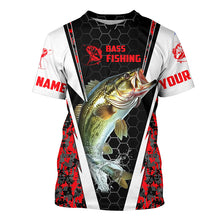 Load image into Gallery viewer, Personalized Bass Fishing Sport Jerseys, Bass Fishing Long Sleeve Tournament Shirts | Red Camo IPHW4407