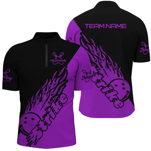 Custom Bowling Shirts For Men, Bowling Team Shirts Bowling Strike | Purple IPHW5174