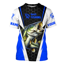 Load image into Gallery viewer, Personalized Bass Fishing jerseys, Bass Fishing Long Sleeve Fishing tournament shirts | blue IPHW3401