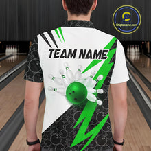 Load image into Gallery viewer, Black and White Bowling Polo, Quarter Zip Shirt for Men Custom Lightning Team bowling jerseys | Green NQS9838