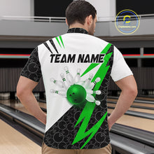 Load image into Gallery viewer, Black and White Bowling Polo, Quarter Zip Shirt for Men Custom Lightning Team bowling jerseys | Green NQS9838
