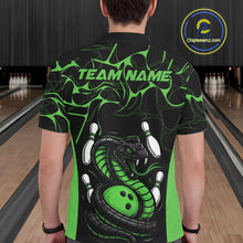 Load image into Gallery viewer, Custom Black And Green Cobra Snake Bowling Jerseys, Bowling Team Men Polo Shirts IPHW9039