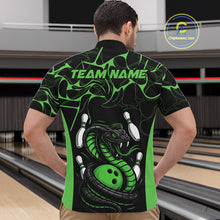 Load image into Gallery viewer, Custom Black And Green Cobra Snake Bowling Jerseys, Bowling Team Men Quarter-Zip Shirts IPHW9039