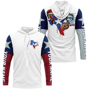 Custom Texas Slam Long Sleeve Fishing Shirts, Texas Trio Redfish, Trout, Flounder Fishing Shirts IPHW7068