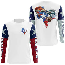 Load image into Gallery viewer, Custom Texas Slam Long Sleeve Fishing Shirts, Texas Trio Redfish, Trout, Flounder Fishing Shirts IPHW7068