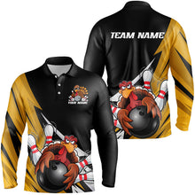 Load image into Gallery viewer, Black And Yellow Custom Funny Turkey Bowling Team Shirts For Men, Thanksgiving Bowling Outfit IPHW7876