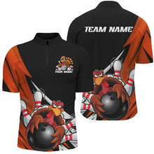 Load image into Gallery viewer, Black And Orange Custom Funny Turkey Bowling Team Shirts For Men, Thanksgiving Bowling Outfit IPHW7877