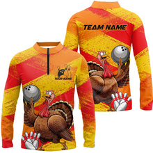 Load image into Gallery viewer, Orange And Yellow Custom Funny Turkey Bowling Shirts For Men, Thanksgiving Bowling Team Outfits IPHW7882