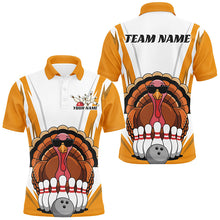 Load image into Gallery viewer, White And Yellow Custom Funny Thanksgiving Turkey Bowling Shirts For Men Bowling Team Outfit IPHW7884