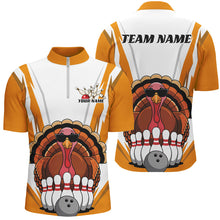 Load image into Gallery viewer, White And Yellow Custom Funny Thanksgiving Turkey Bowling Shirts For Men Bowling Team Outfit IPHW7884