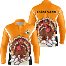 Load image into Gallery viewer, Custom Yellow Funny Turkey Bowling Team Shirts For Men, Thanksgiving Bowler Outfits IPHW7888