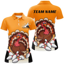 Load image into Gallery viewer, Custom Yellow Funny Turkey Bowling Team Shirts For Women, Thanksgiving Bowler Outfits IPHW7888