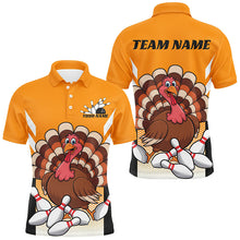 Load image into Gallery viewer, Custom Yellow Funny Turkey Bowling Team Shirts For Men, Thanksgiving Bowler Outfits IPHW7888