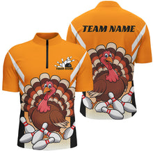 Load image into Gallery viewer, Custom Yellow Funny Turkey Bowling Team Shirts For Men, Thanksgiving Bowler Outfits IPHW7888