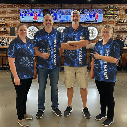 Custom Blue Thunder Lightning Dragon Dart Jerseys, Multi Styles Dart Team Shirts For Men, Women And Kid IPHW10396