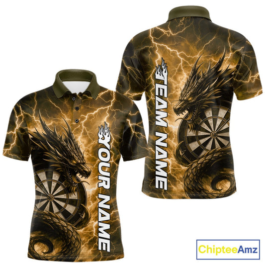 Custom Yellow Thunder Lightning Dragon Dart Jerseys, Multi Styles Dart Team Shirts For Men, Women And Kid IPHW10400