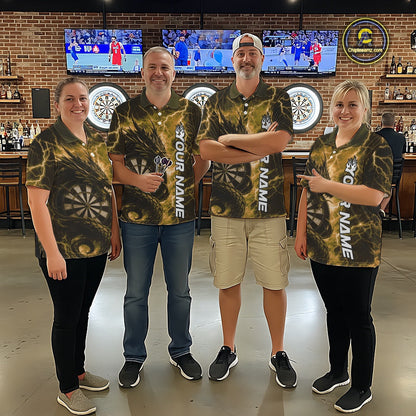 Custom Yellow Thunder Lightning Dragon Dart Jerseys, Multi Styles Dart Team Shirts For Men, Women And Kid IPHW10400
