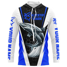 Load image into Gallery viewer, Blacktip Shark Fishing Custom Long Sleeve Performance Shirts, Shark Fishing Apparel | Blue IPHW6305