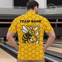 Load image into Gallery viewer, Custom Honeycomb Pattern Bee Bowling Team Men Quarter-Zip Shirts, Bowling League Shirts IPHW9045