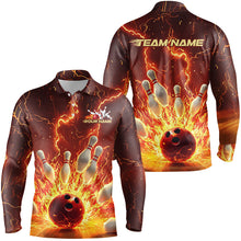 Load image into Gallery viewer, Custom Flame Bowling Shirts For Men, Fire Bowling Team League Shirt Bowler Uniform Outfits IPHW7895