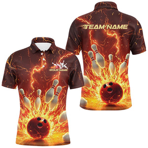 Custom Flame Bowling Shirts For Men, Fire Bowling Team League Shirt Bowler Uniform Outfits IPHW7895