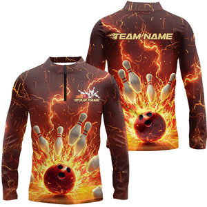 Custom Flame Bowling Shirts For Men, Fire Bowling Team League Shirt Bowler Uniform Outfits IPHW7895