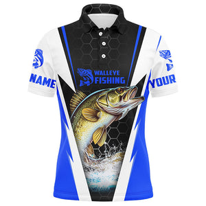 Personalized Walleye Fishing Polo Shirts, Walleye Fishing Tournament Jerseys | Blue IPHW5716