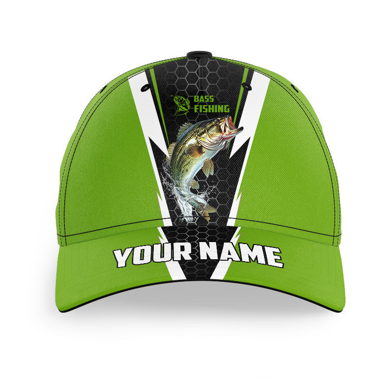 Personalized Largemouth Bass Tournament Fishing Hat, Bass Fishing Angler Cap | Green IPHW5727