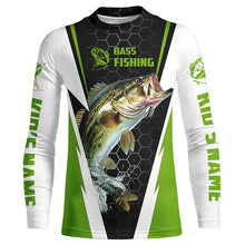 Load image into Gallery viewer, Personalized Bass Fishing Jerseys, Bass Fishing Long Sleeve Fishing Tournament Shirts | Green IPHW5727