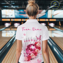Load image into Gallery viewer, Custom Red And Pink Roses With Butterfly Bowling Women Quarter-Zip Shirt, Ladies Outfit IPHW10892