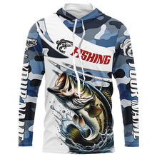 Load image into Gallery viewer, Personalized Bass Fishing Jerseys, Camo Bass Fishing Long Sleeve Tournament Shirts IPHW6309