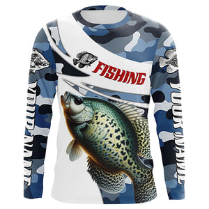 Personalized Crappie Fishing Jerseys, Camo Crappie Fishing Long Sleeve Tournament Shirts IPHW6311