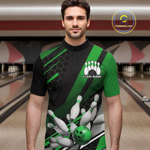 Load image into Gallery viewer, Custom Black And Green Bowling Team Jerseys, Striking Bowling League Quarter-Zip Shirt For Men IPHW9808