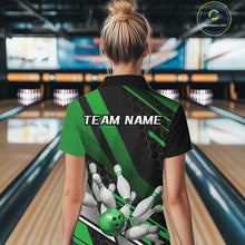 Load image into Gallery viewer, Custom Green Bowling Team Jerseys, Striking Bowling League Quarter-Zip Shirt For Women IPHW9808