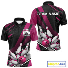 Load image into Gallery viewer, Custom Black And Pink Bowling Team Jerseys, Striking Bowling League Polo Shirt For Men IPHW9810